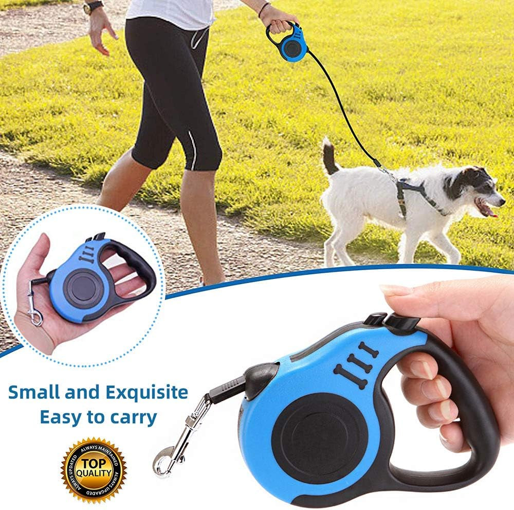 Retractable Dog Leash for Medium - Small Dogs and Cats 16.5FT Tangle Free, Heavy Duty Walking Leash with anti Slip Handle, Pause and Lock Strong Nylon Tape, Store Dog Leash Retractable