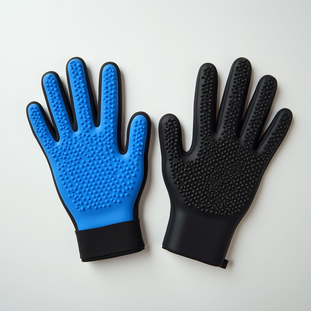 Pet Grooming Gloves Brush Dog Cat Hair Remover Mitt Massage Deshedding 1 Pair Blue